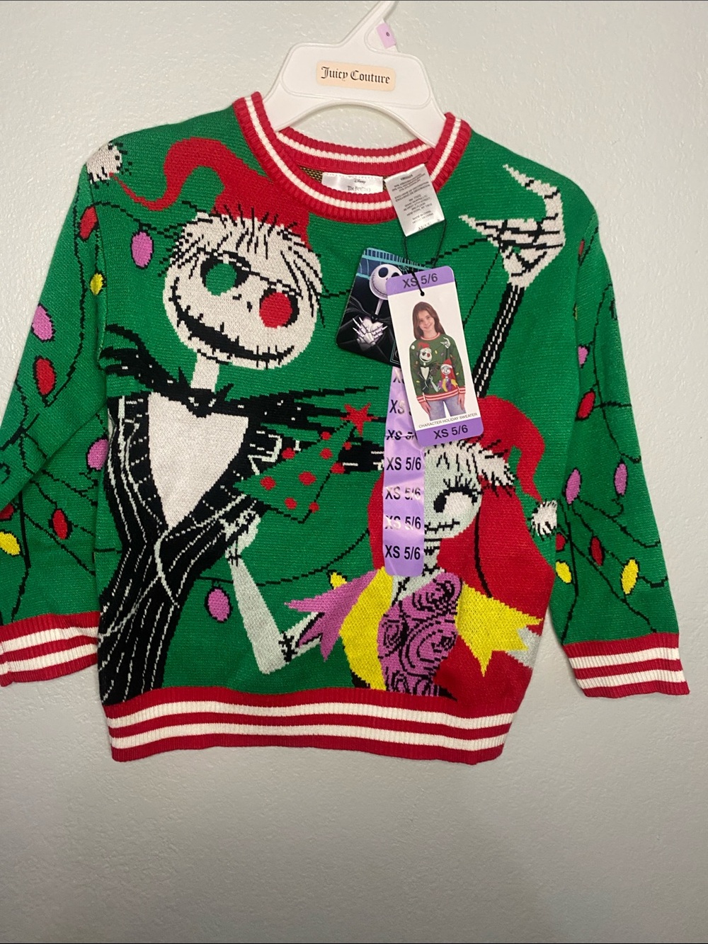 Disney Green Jack Skellington & Sally Holiday Sweater